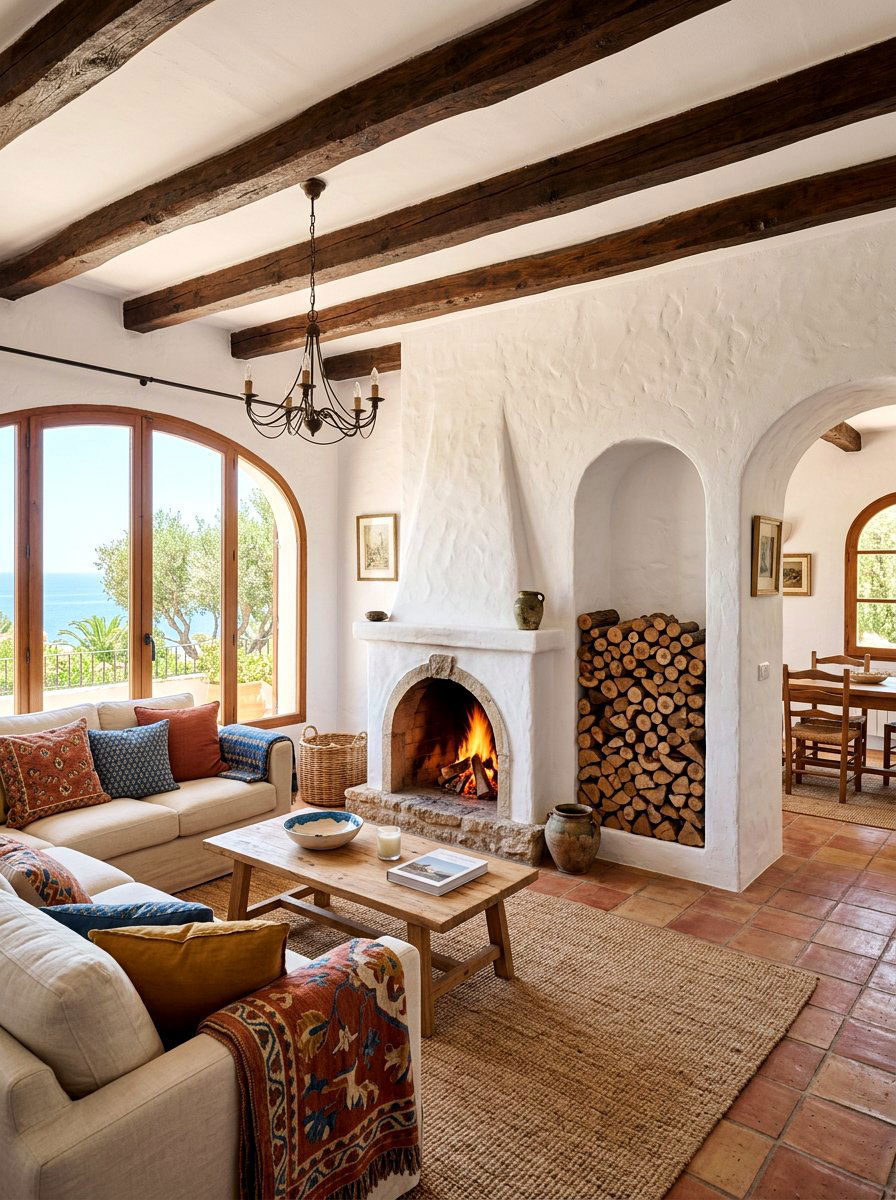 Arched Fireplace Log Opening - 30 firewood storage wall ideas