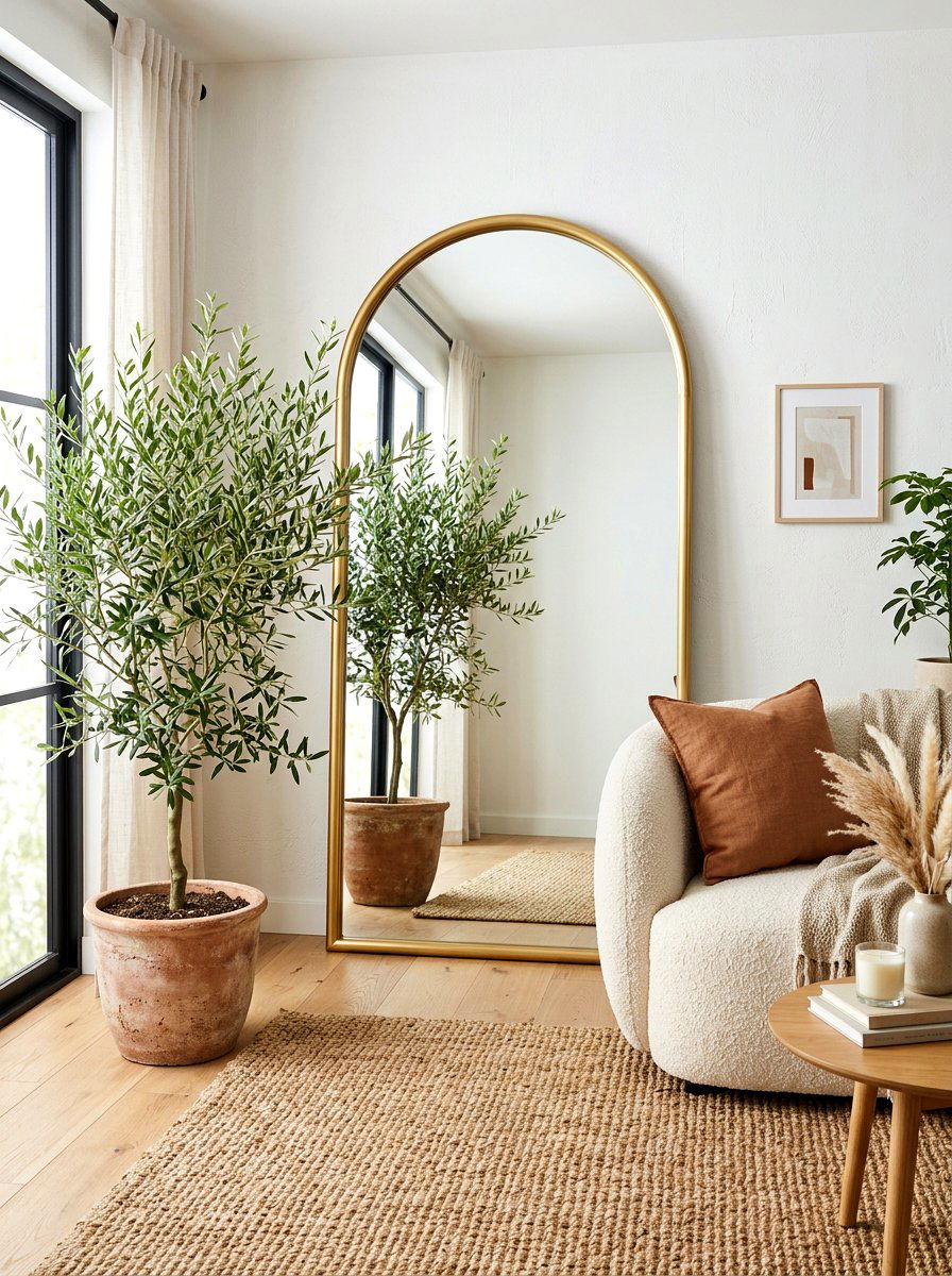 Arched Floor Mirror Living Room - 30 oversized mirror leaning wall ideas