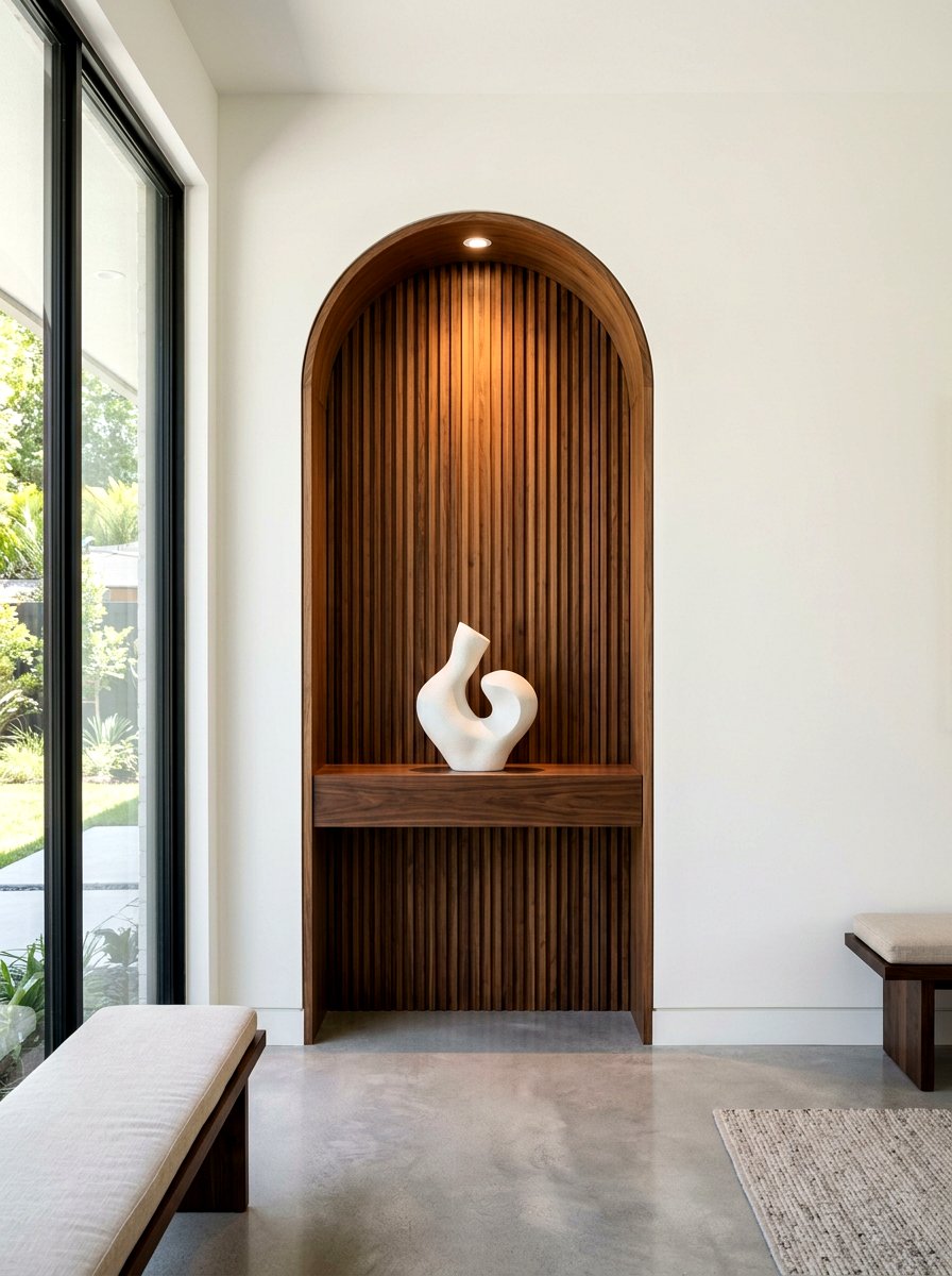 Arched Fluted Wall Recess - 30 fluted wood wall ideas