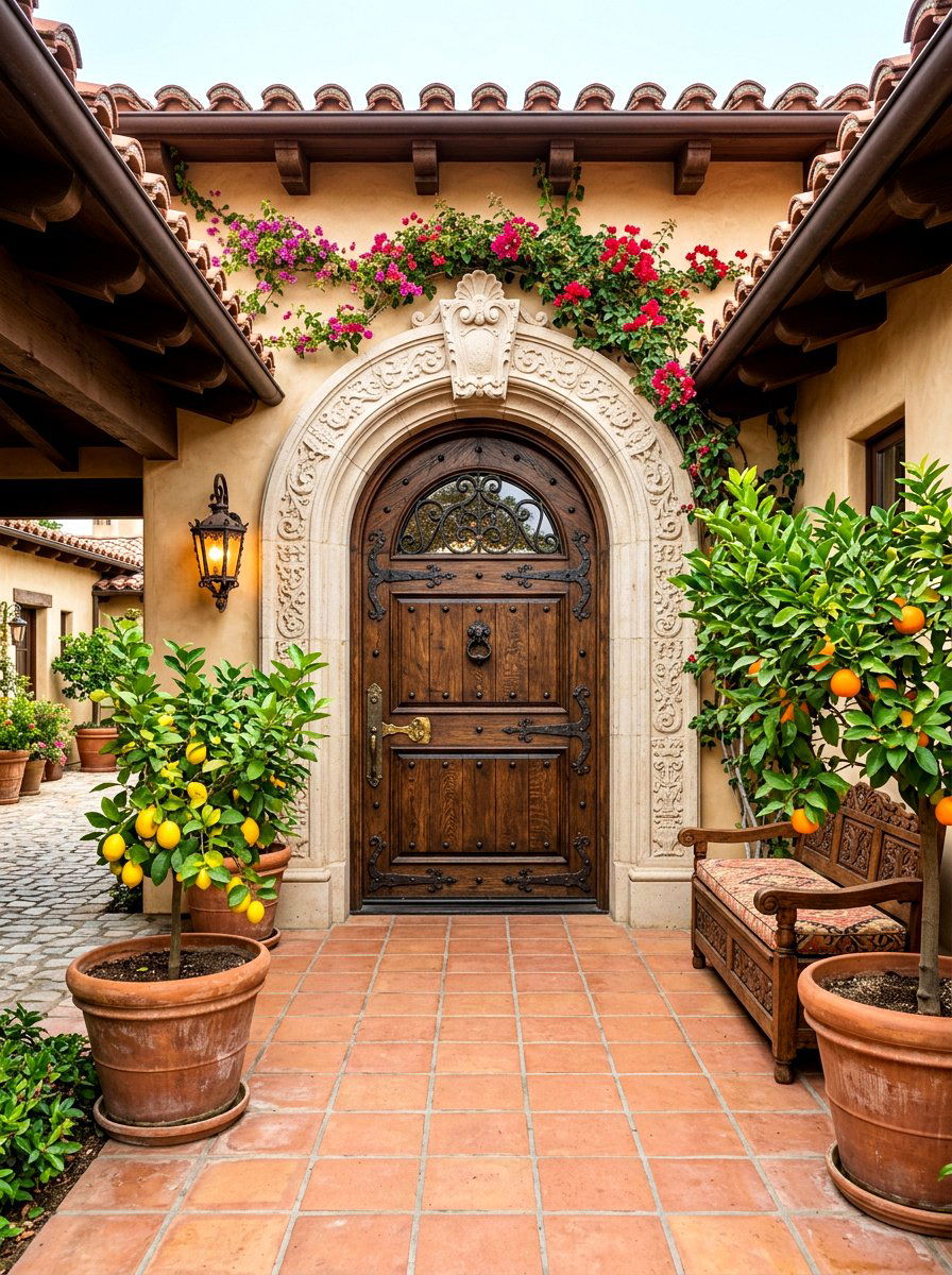 Arched Front Door - 30 Mediterranean house exterior ideas