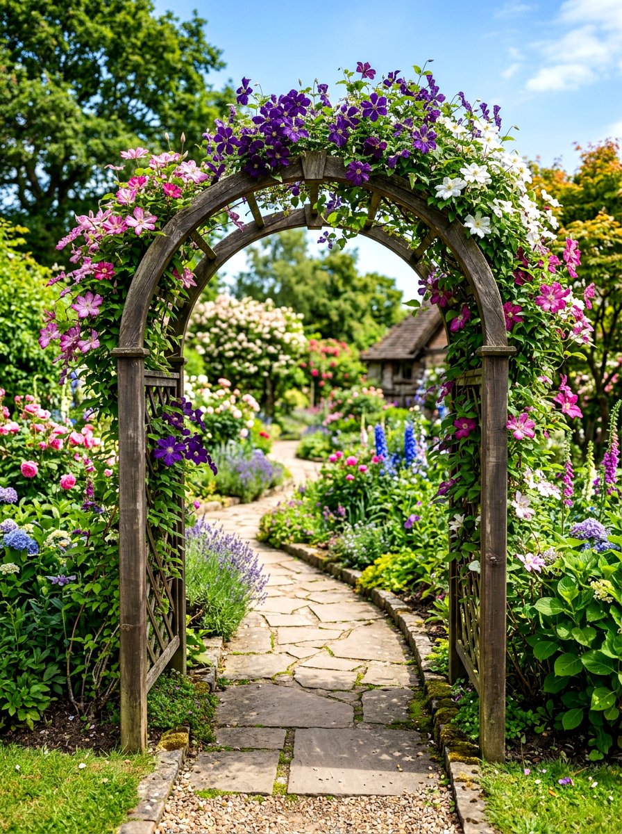 Arched Garden Arbor - 30 cottage landscaping ideas
