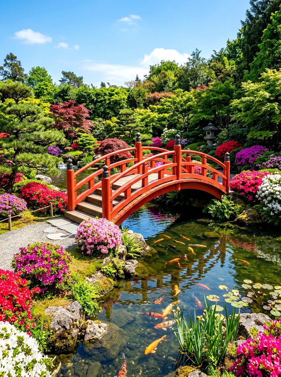 Arched Garden Bridge - 30 Japanese garden ideas