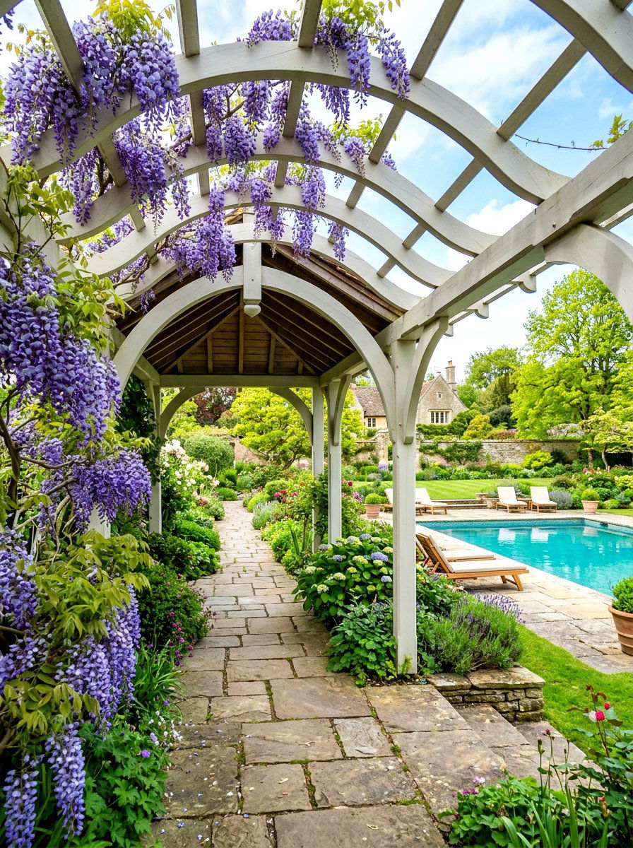 Arched Garden Pergola - 30 poolside pergola ideas