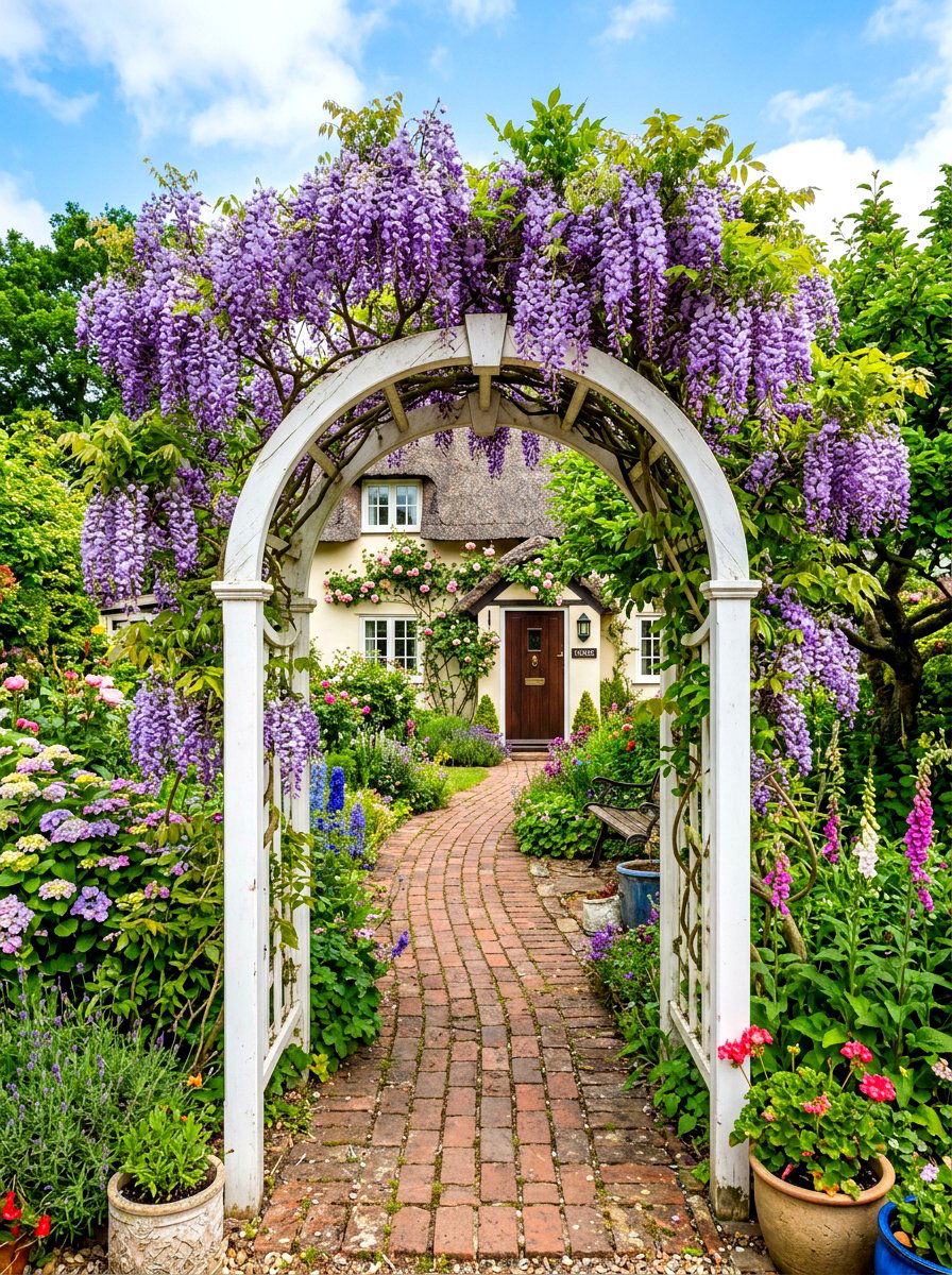 Arched Garden Trellis Bungalow Entrance - 30 bungalow front yard ideas