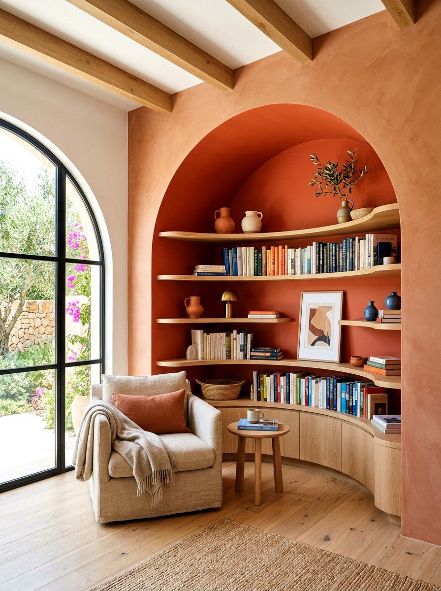 Arched Library Nook - 30 home library wall ideas