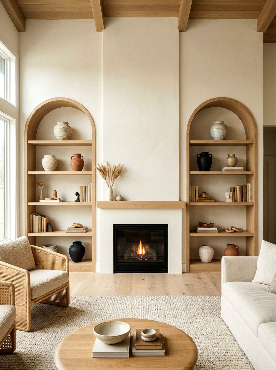 Arched Living Room Shelving - 30 arched built in ideas