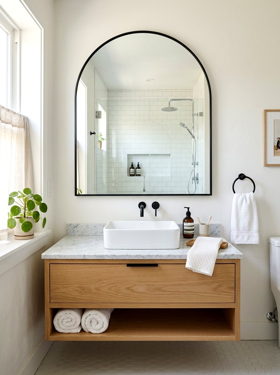 Arched Mirror - 30 small bathroom ideas