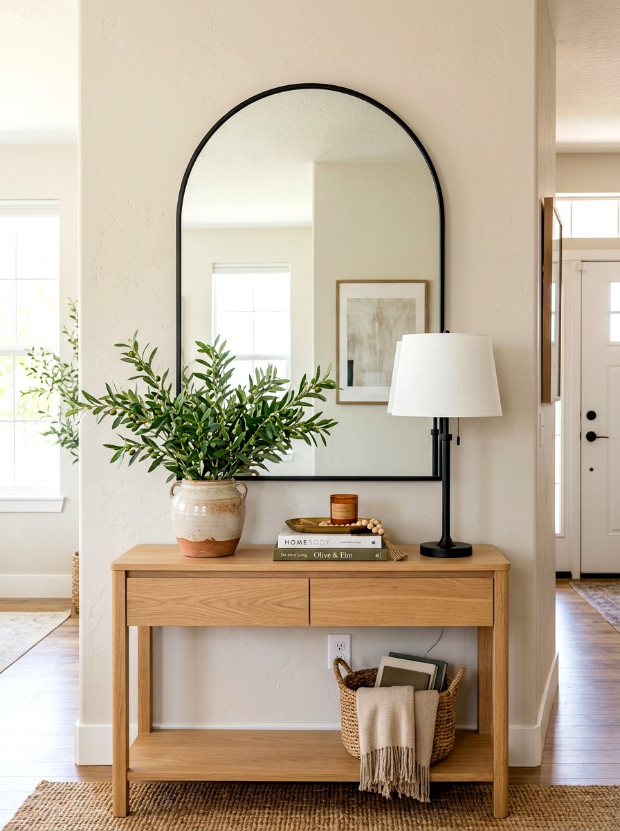 Arched Mirror Above Console Table - 30 arched foyer mirror ideas