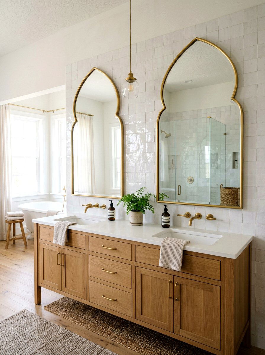 Arched Mirror Bathroom - 30 Moroccan bathroom ideas