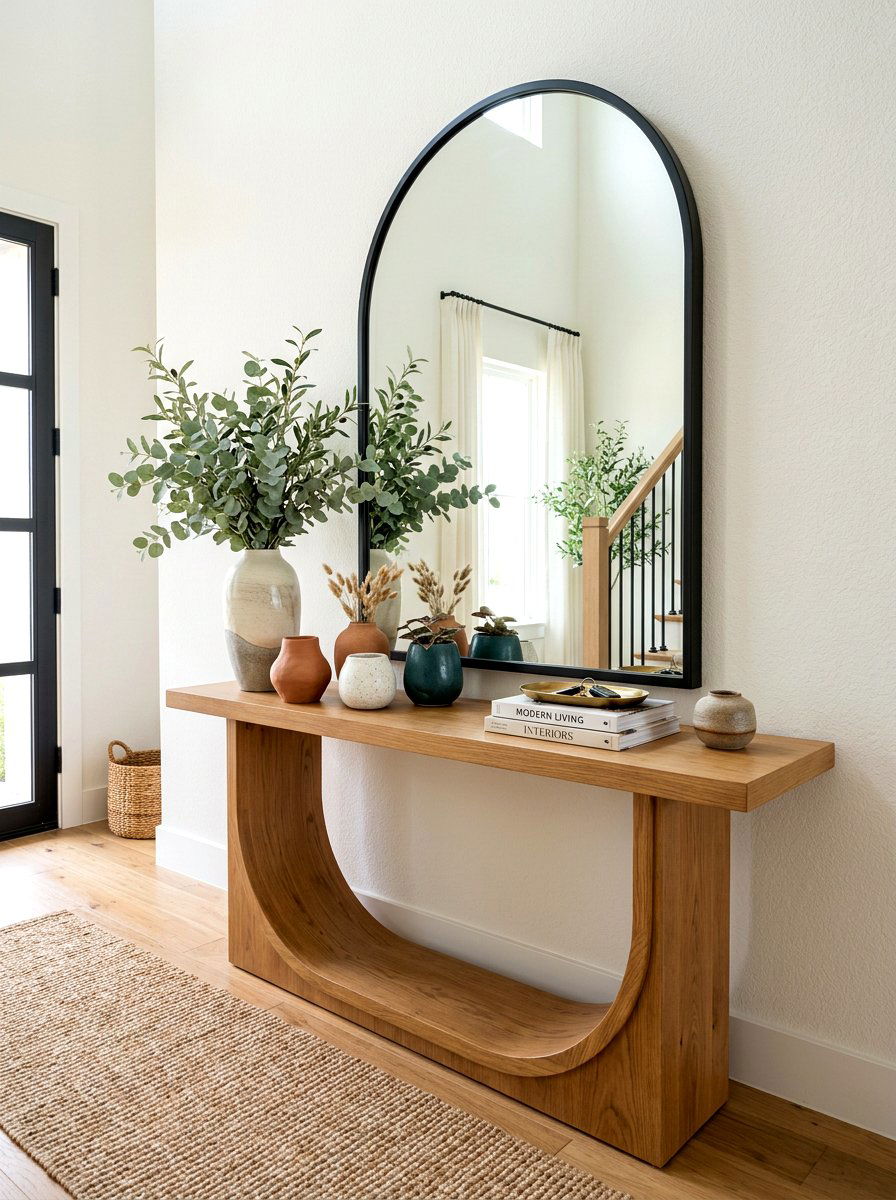 Arched Mirror Entry Table - 30 console table entry ideas