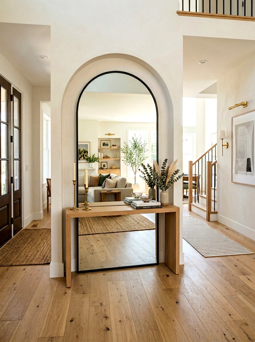 Arched Mirror Entryway - 30 entryway wall decor ideas