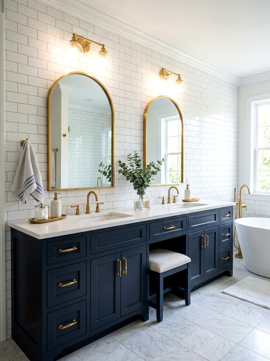 Arched Mirror Vanity - 30 mirror wall bathroom ideas