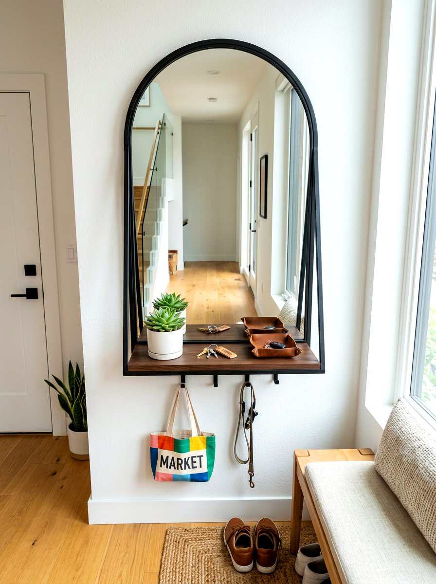 Arched Mirror With Shelf Entryway - 30 arched foyer mirror ideas