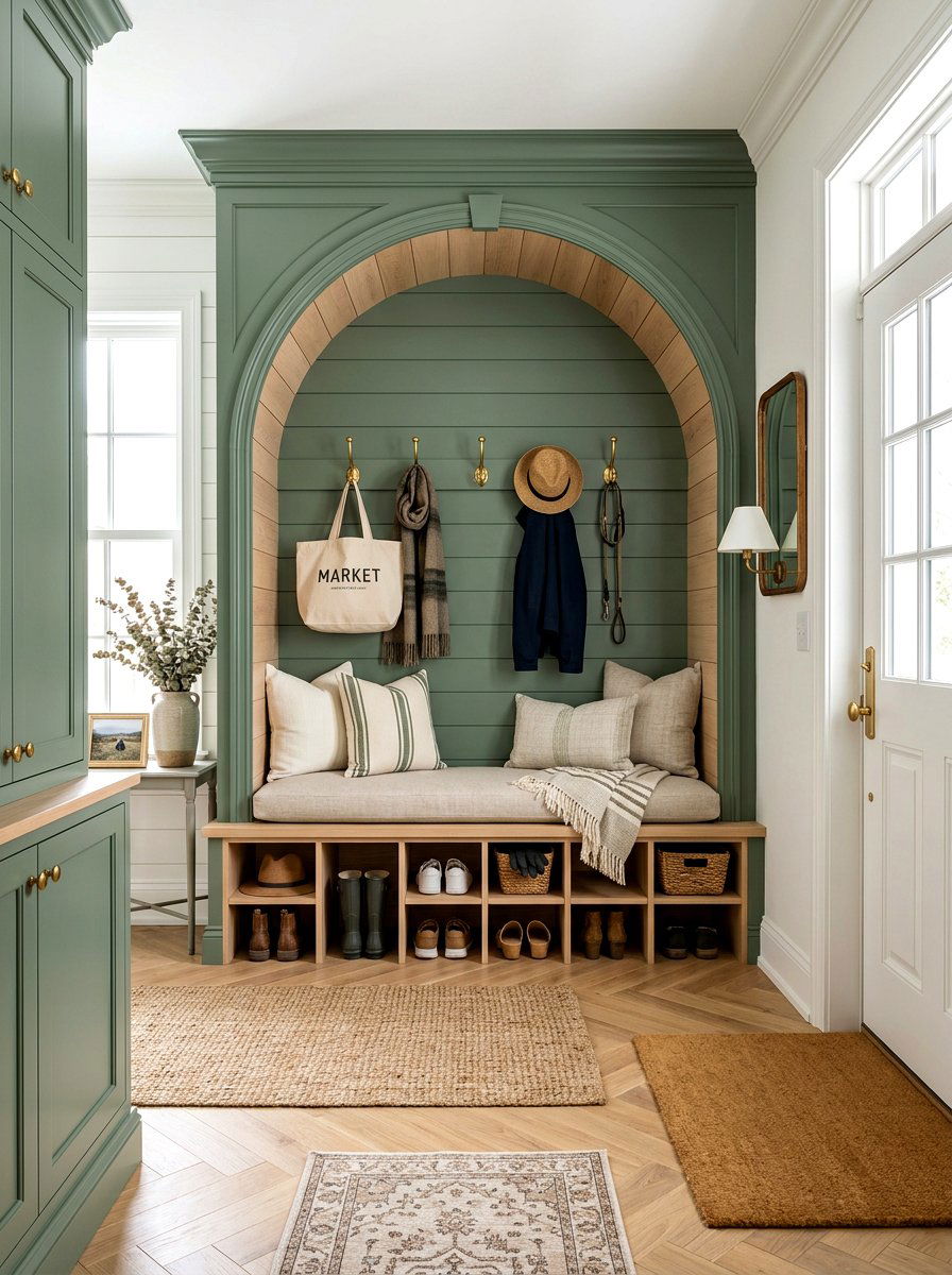 Arched Mudroom Bench - 30 arched built in ideas