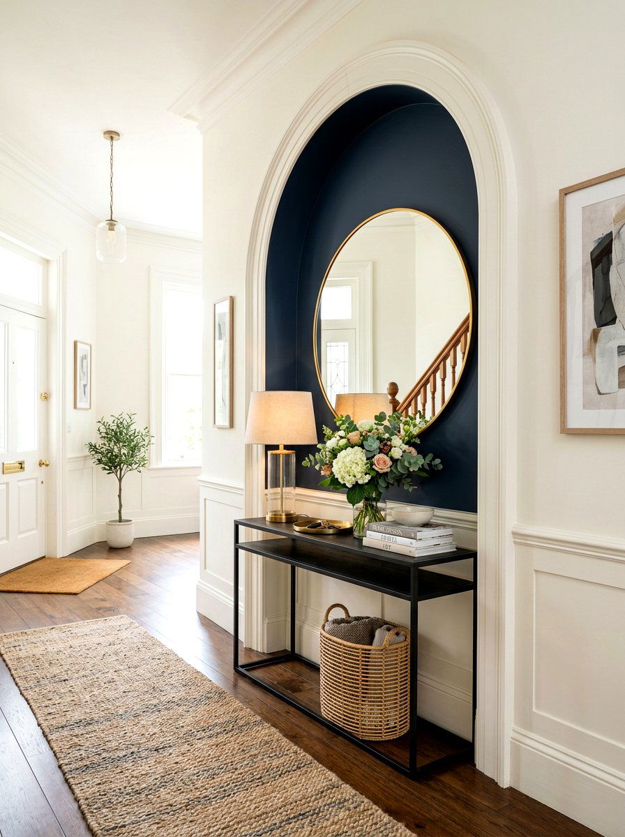 Arched Niche Console Table Area - 30 built in hall niche ideas