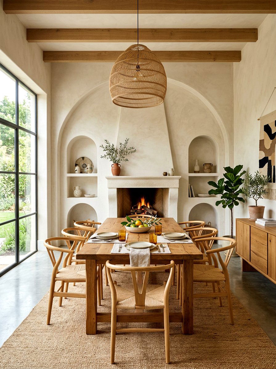 Arched Niche Fireplace Wall - 30 dining room fireplace wall ideas