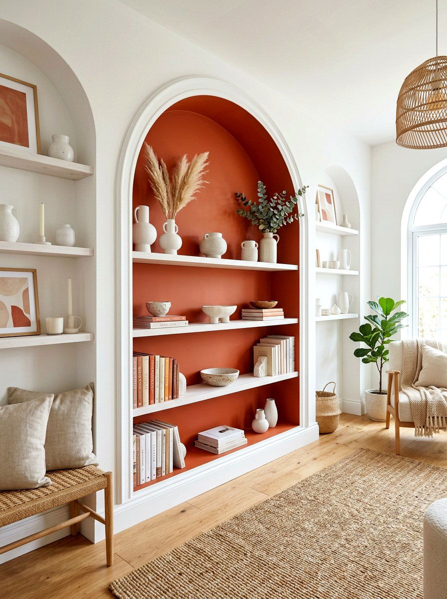 Arched Painted Backdrop Shelving - 30 arched built in ideas
