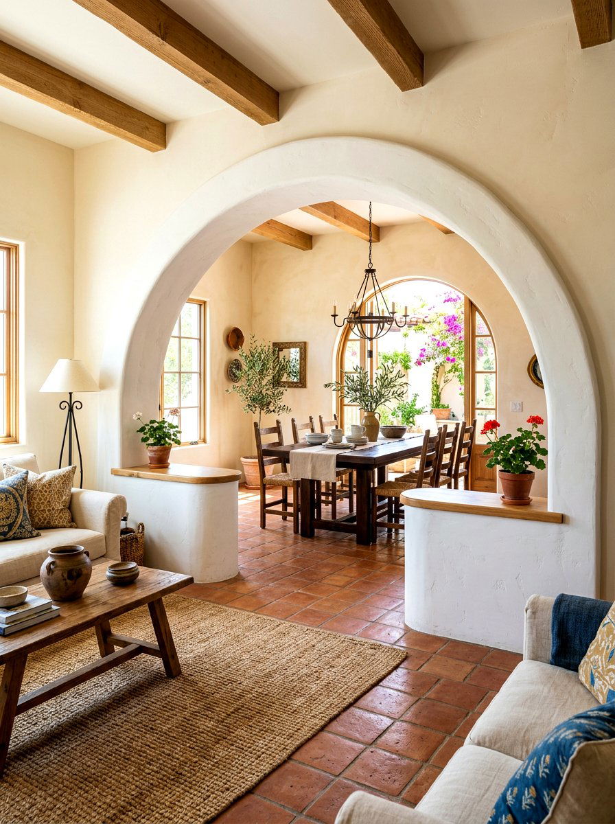 Arched Pony Wall Opening - 30 half wall zoning ideas