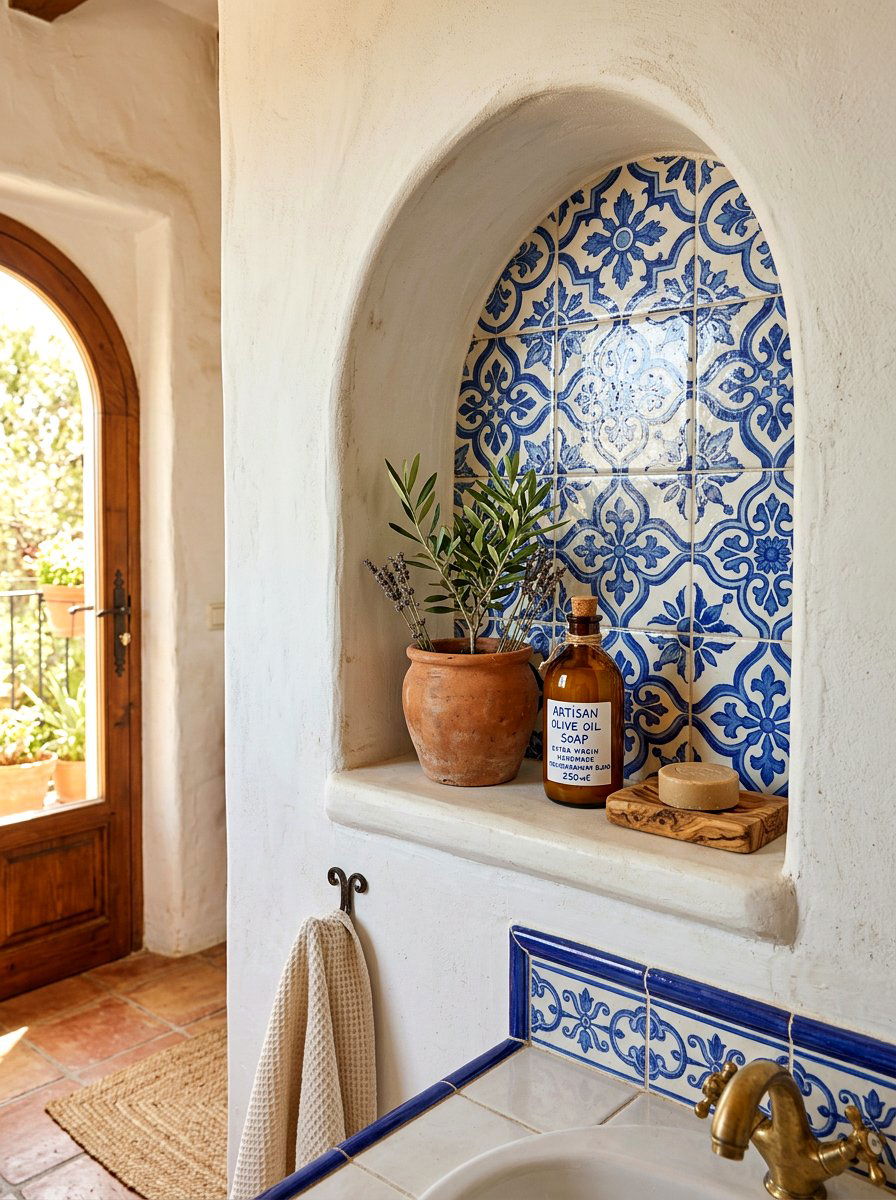 Arched Recessed Wall Shelf - 30 spa shelf bathroom ideas