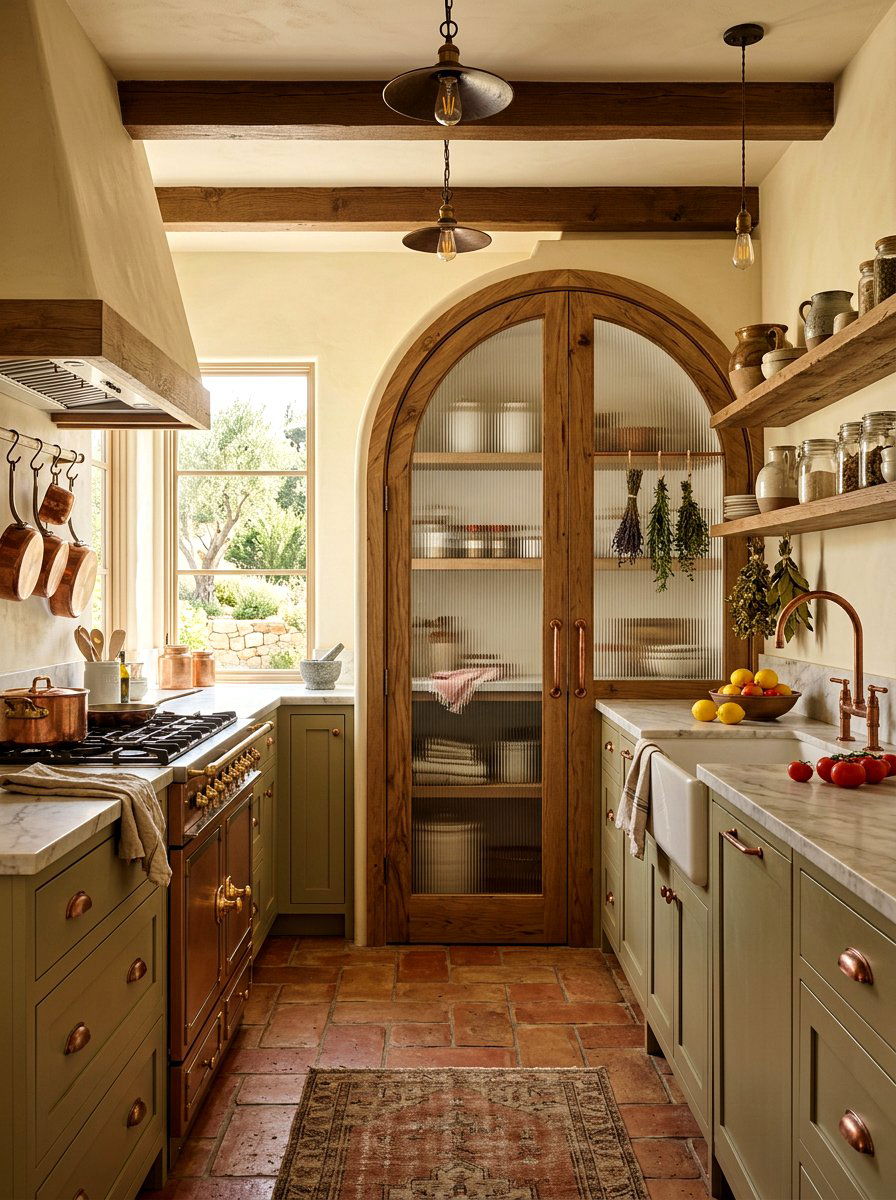 Arched Reeded Glass Pantry - 30 reeded glass pantry ideas