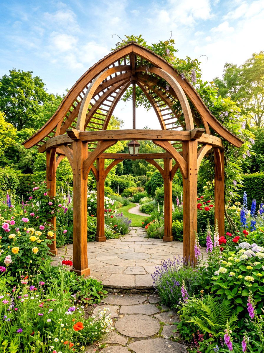 Arched Roof Gazebo - 30 wooden gazebo ideas