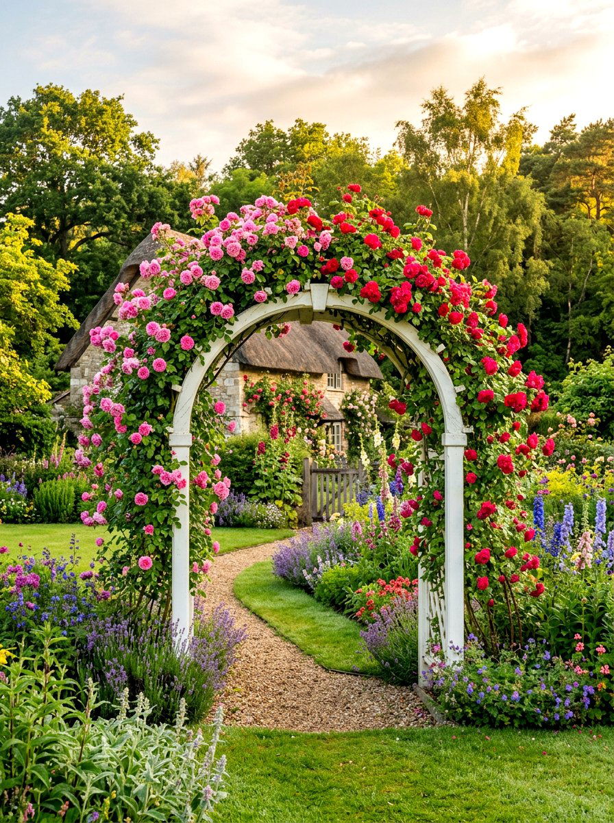 Arched Rose Trellis - 30 backyard arbor ideas