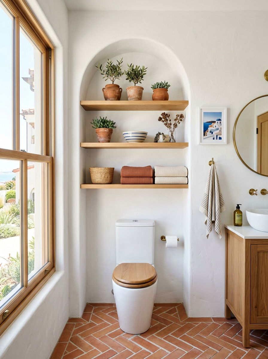 Arched Shelf Wall Unit - 30 over toilet cabinet ideas