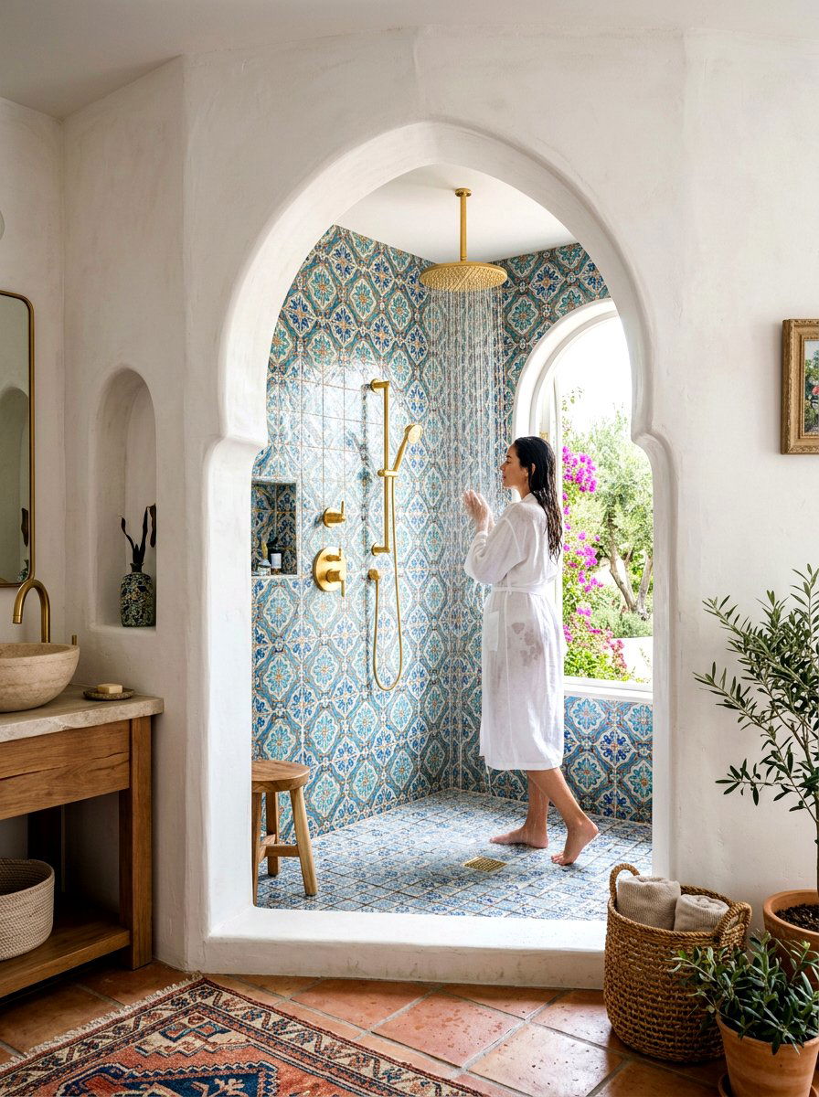 Arched Shower Entry - 30 Pinterest bathroom ideas