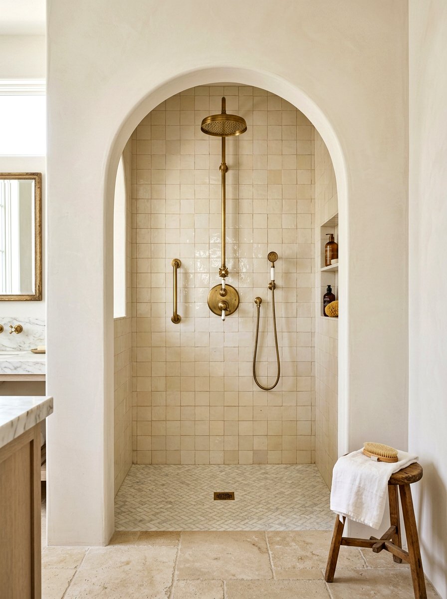 Arched Shower Opening - 30 quiet luxury bathroom ideas