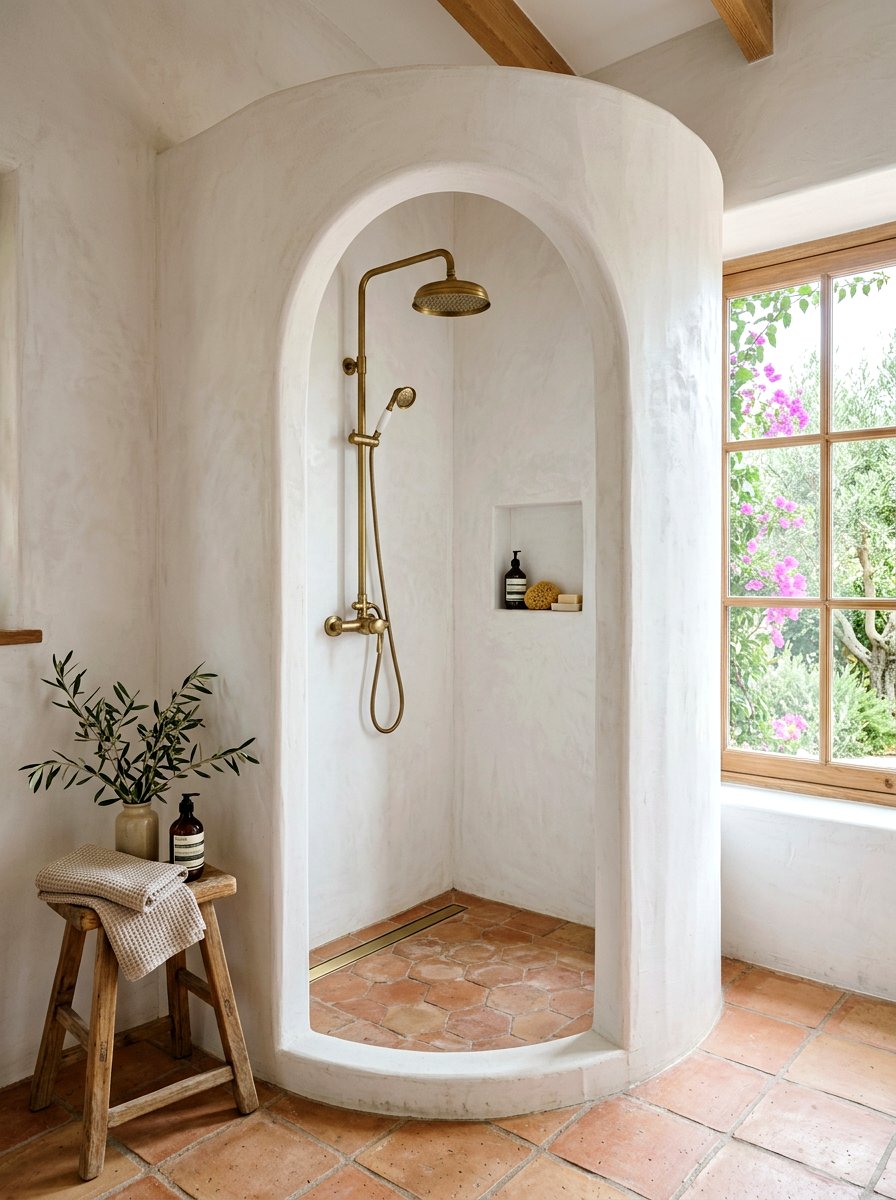 Arched Shower Opening - 30 curbless shower ideas