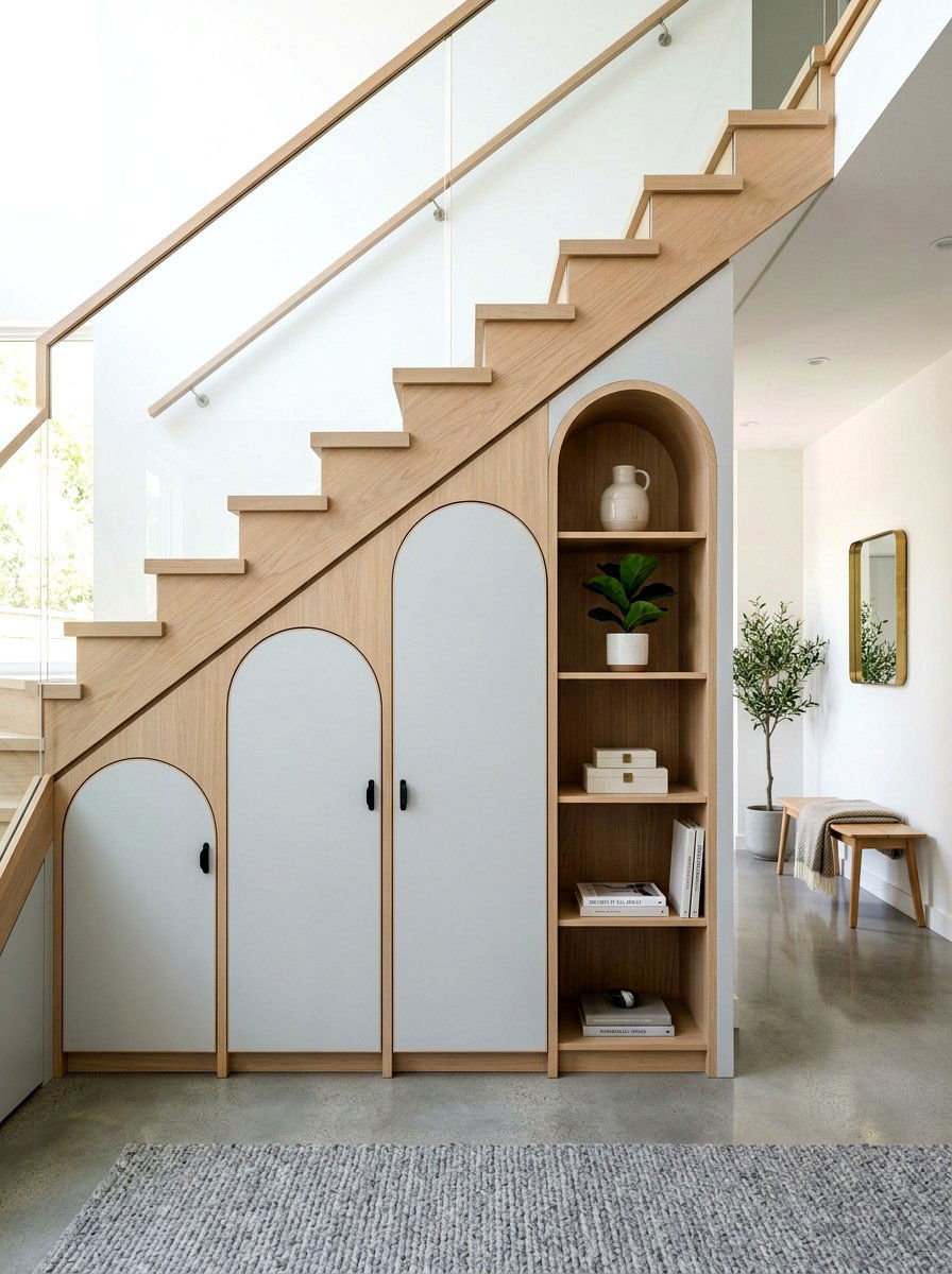 Arched Staircase Storage - 30 arched built in ideas