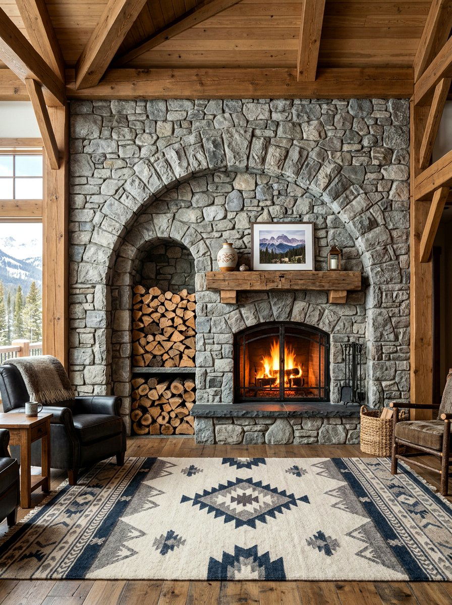 Arched Stone Fireplace Alcove - 30 arched built in ideas