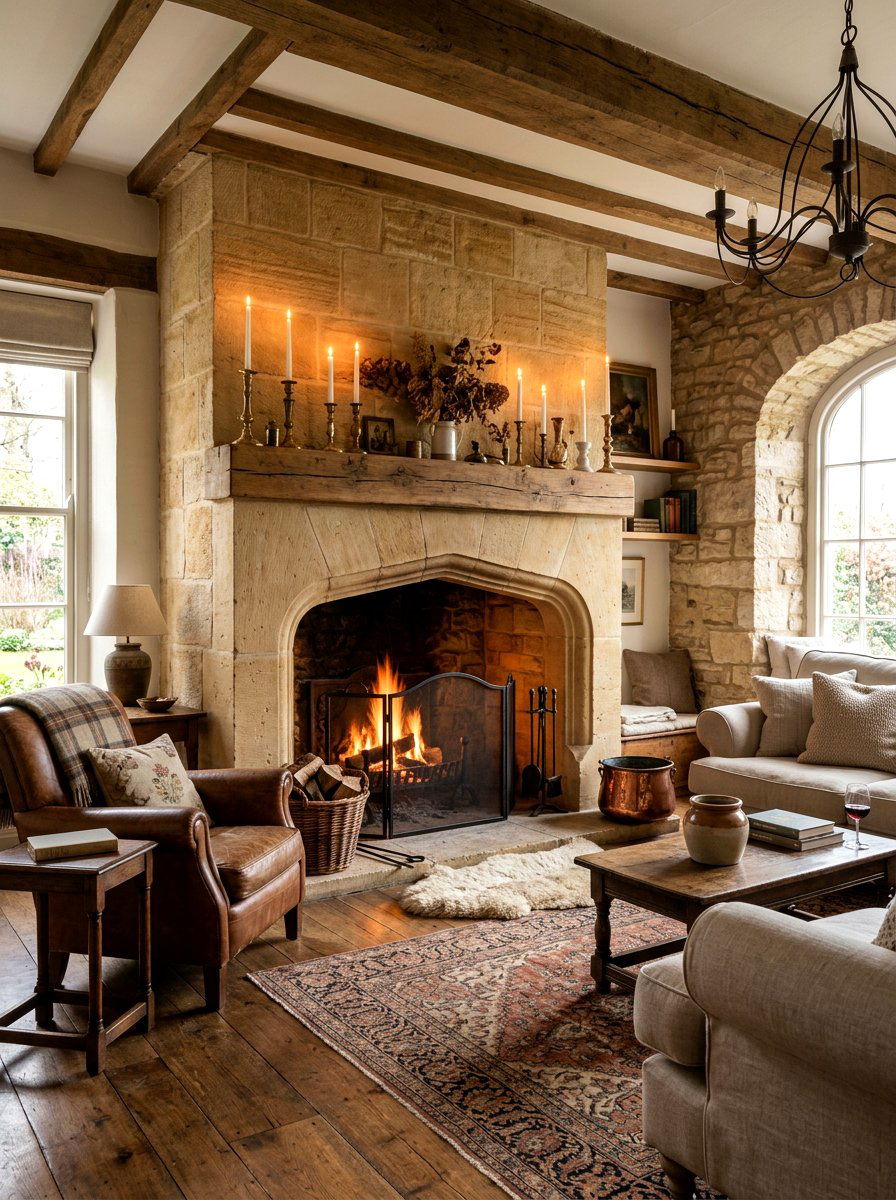 Arched Stone Fireplace - 30 fireplace mantel ideas