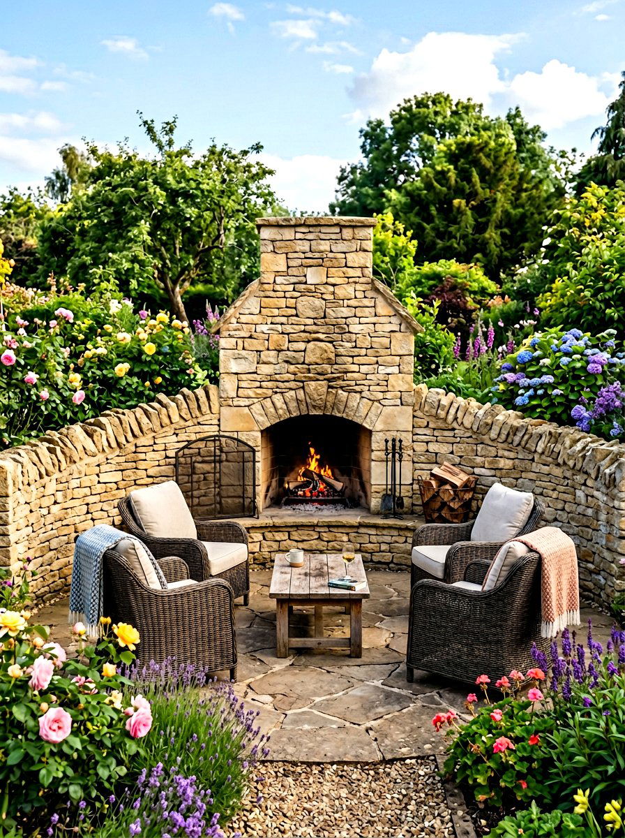 Arched Stone Patio Fireplace - 30 patio fireplace ideas