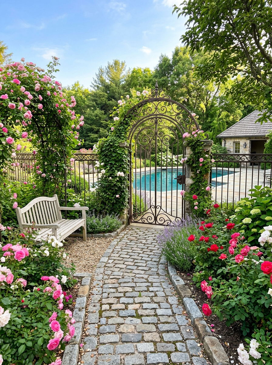 Arched Top Pool Gate - 30 pool gate ideas