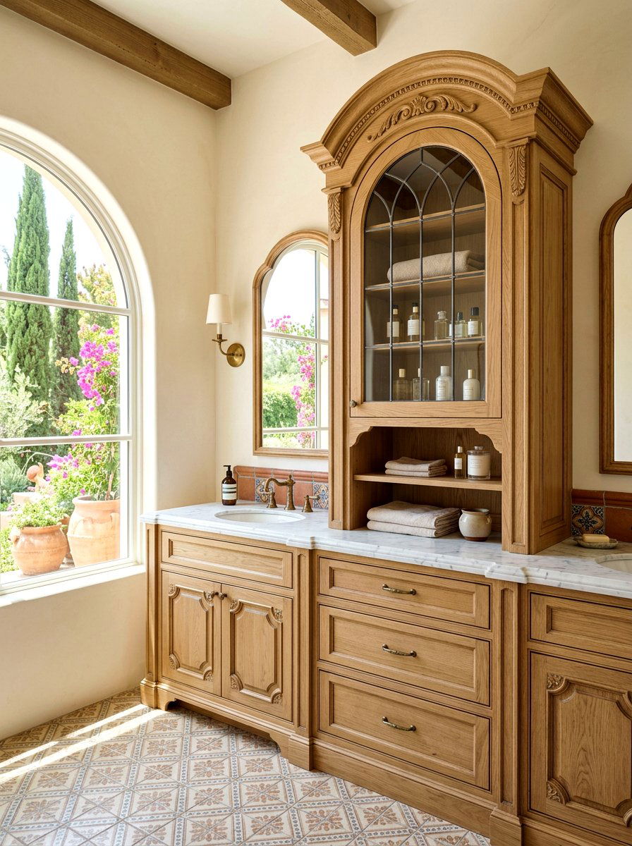 Arched Top Vanity Tower - 30 vanity tower storage ideas