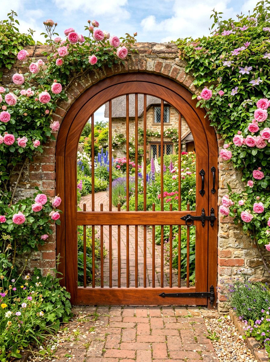 Arched Top Wood Gate - 30 front gate ideas