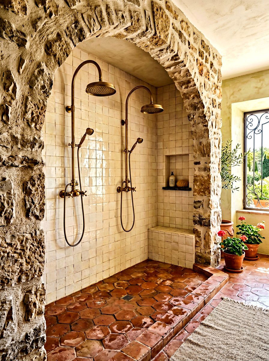 Arched Walk In Shower Double Head - 30 double shower head ideas