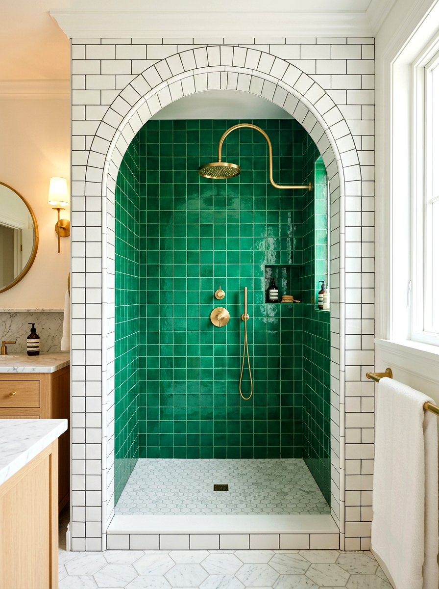 Arched Walk In Shower - 30 art deco bathroom ideas