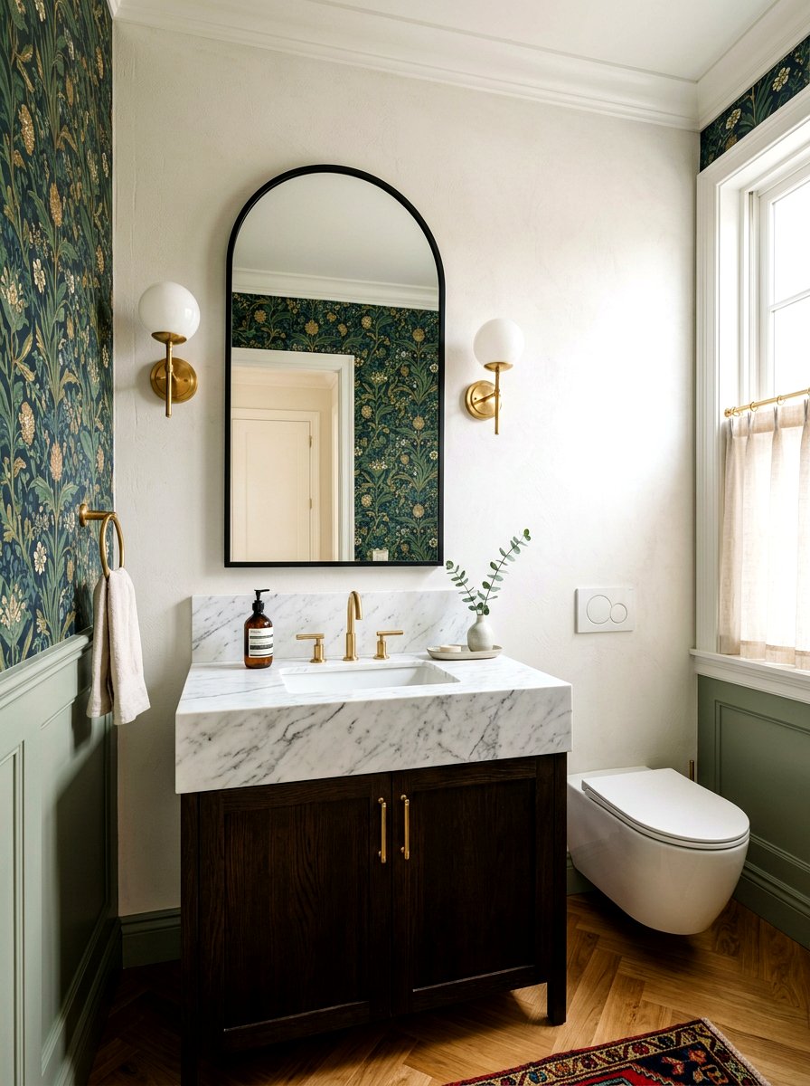Arched Wall Mirror Powder Room - 30 boutique hotel powder room ideas