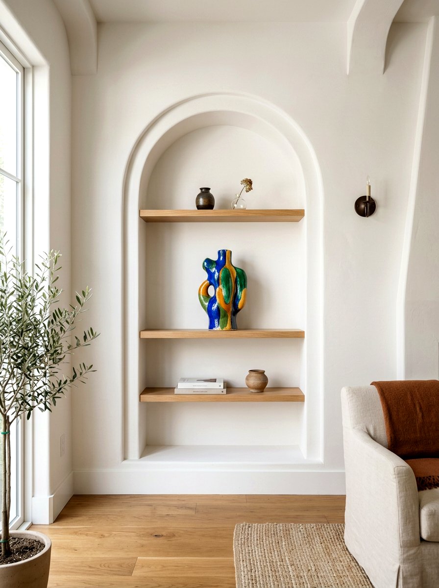 Arched Wall Niche - 30 soft minimal apartment ideas
