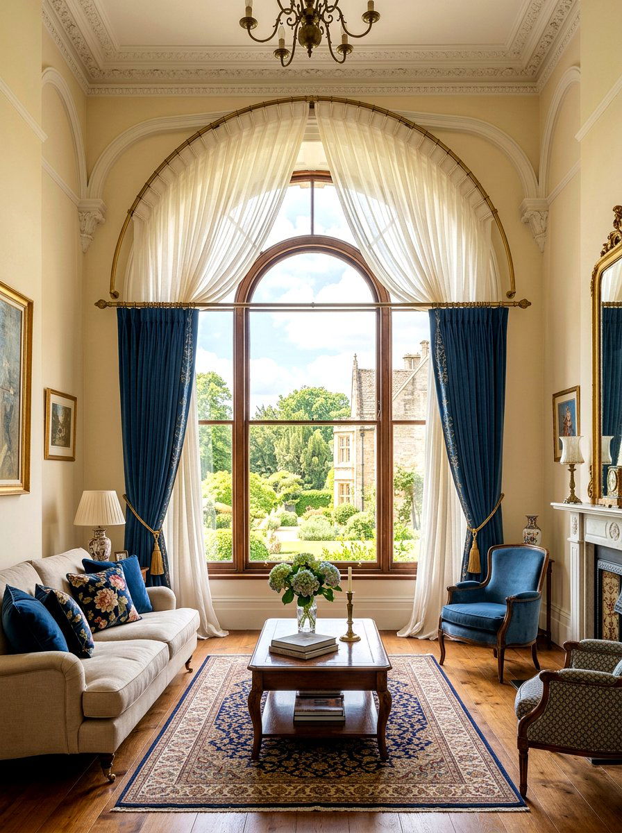 Arched Window Curtains - 30 dramatic drapery living room ideas