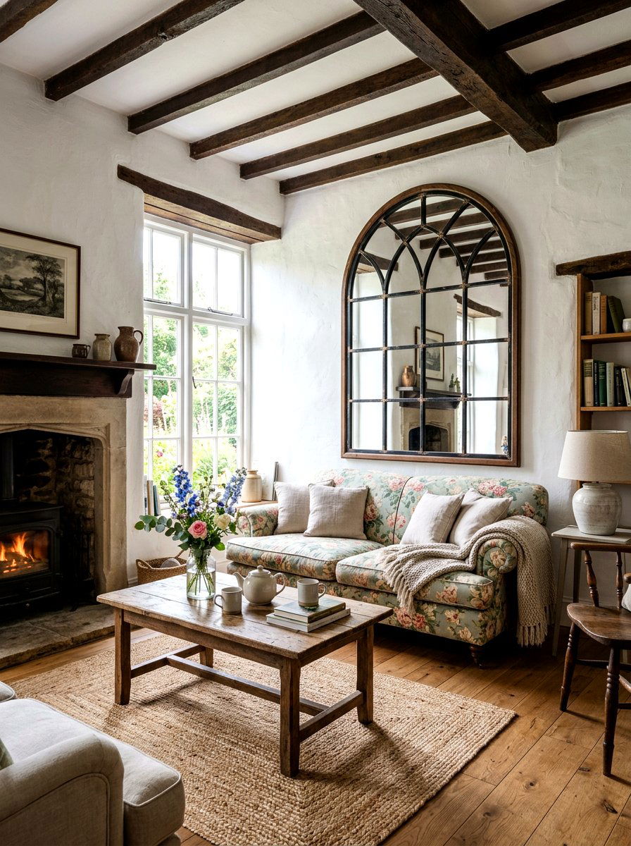 Arched Window Pane Mirror - 30 statement floor mirror living room ideas
