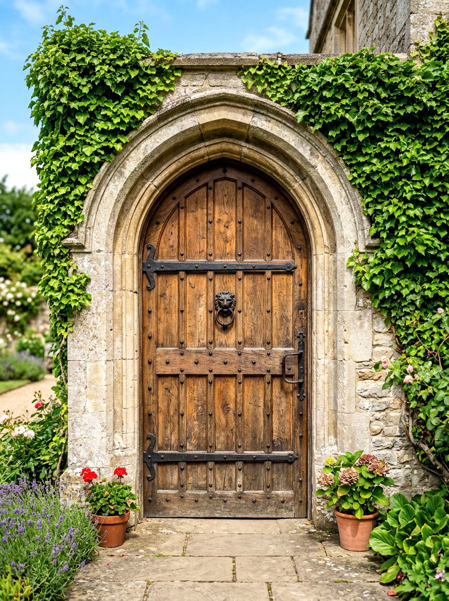 Arched Wood Door - 30 cottage exterior ideas