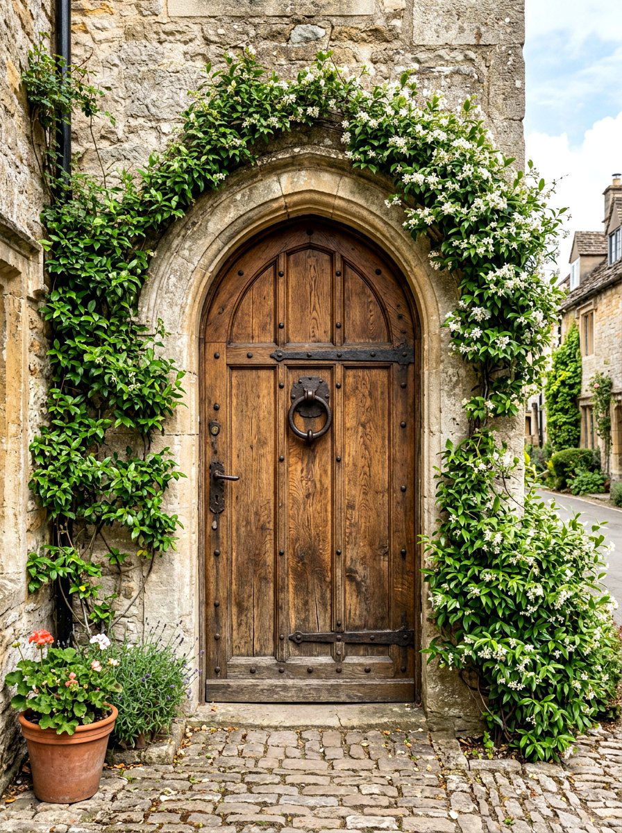 Arched Wood Front Door - 30 cottage front door ideas