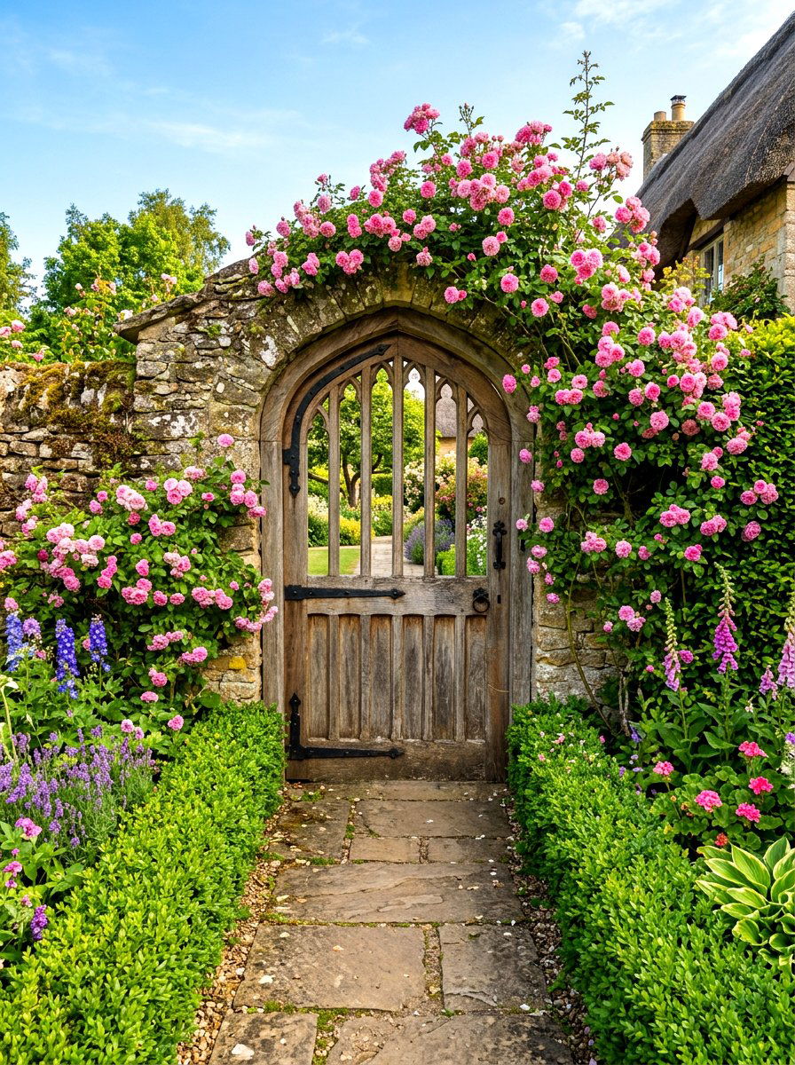 Arched Wooden Gate - 30 garden gate entrance ideas