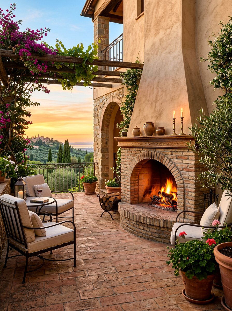 Arched brick fireplace opening patio - 30 brick outdoor fireplace ideas
