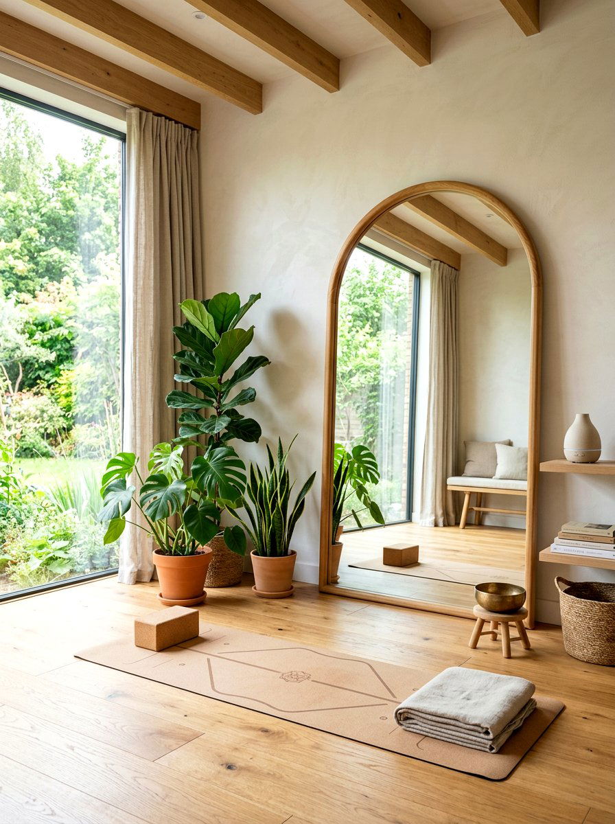 Arched floor mirror - 30 workout room mirror ideas