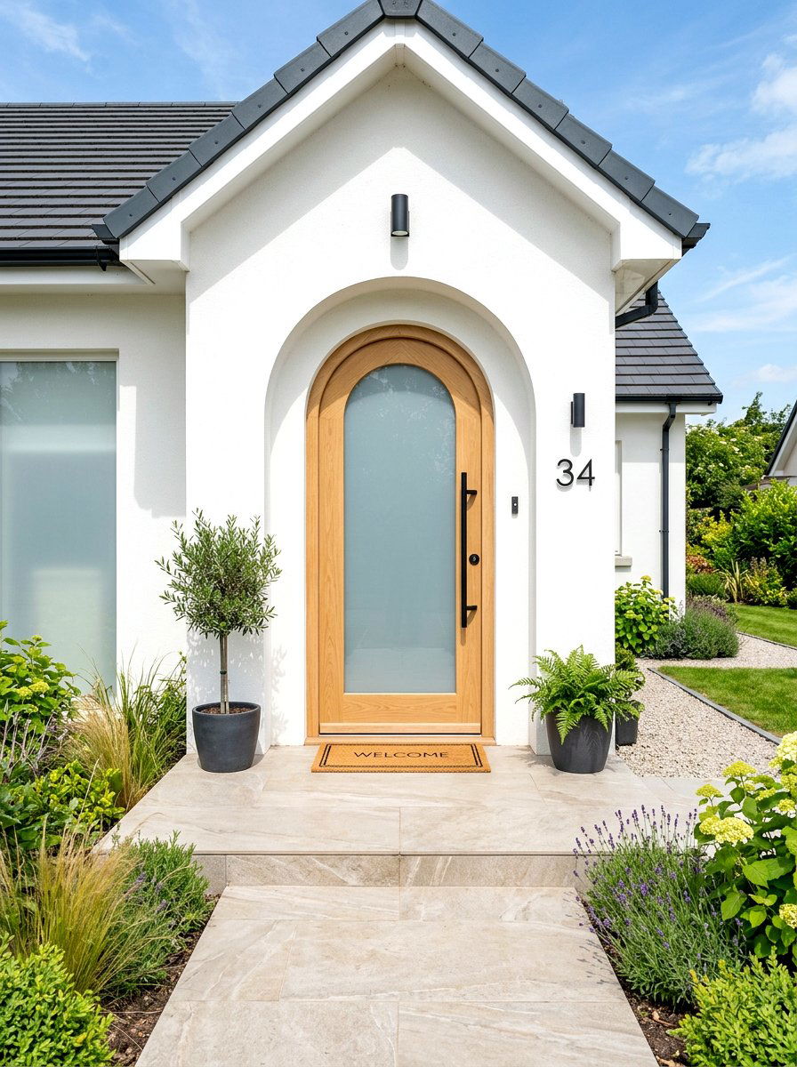 Arched front door with frosted glass - 30 arched front door ideas