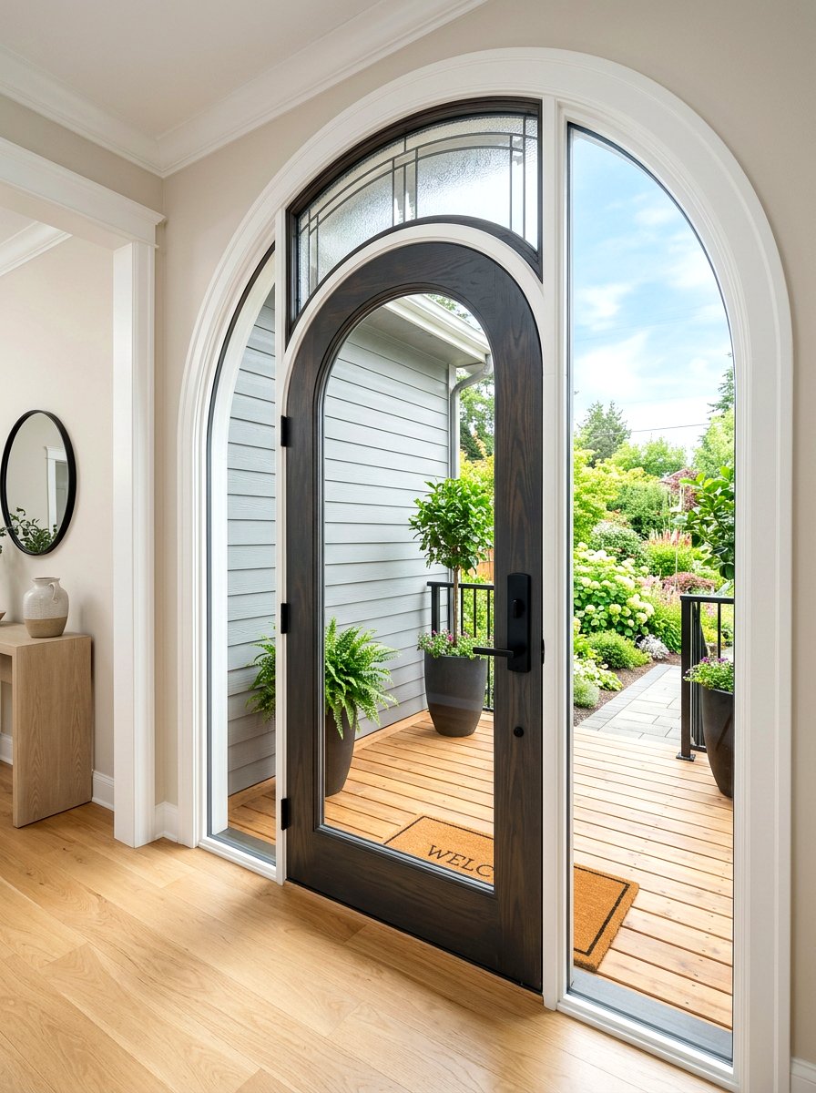 Arched front door with glass panels - 30 arched front door ideas